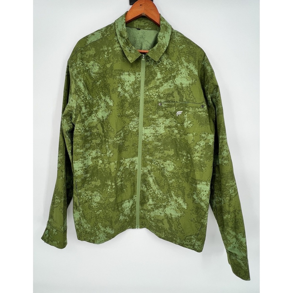 Men's Fabletics The Heights Jacket Green Camo Size‎ Medium Full Zip